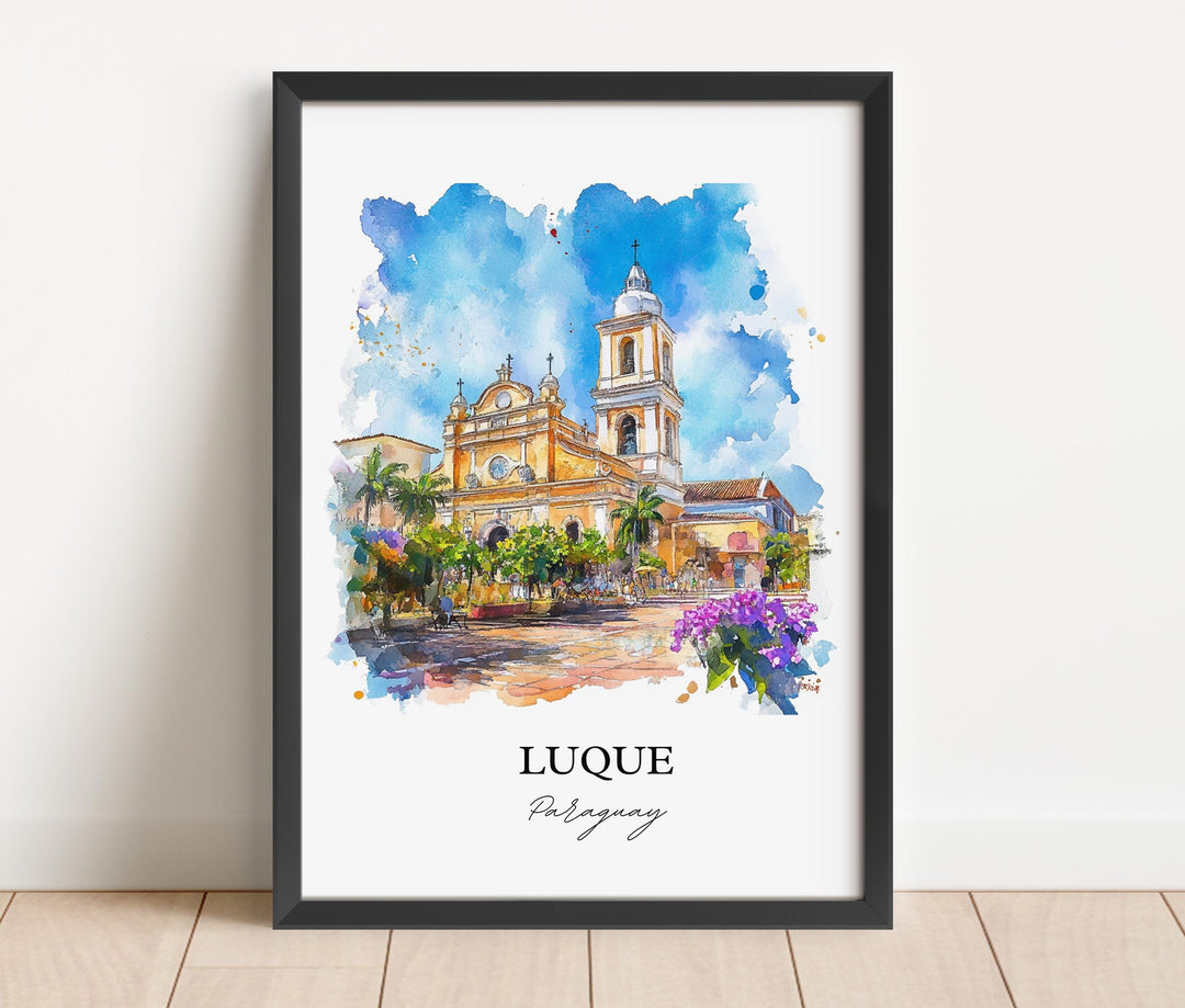 Luque Paraguay Wall Art, Asunción Print, Paraguay Watercolor Art, Luque Paraguay Gift, Travel Print, Travel Poster, Housewarming Gift