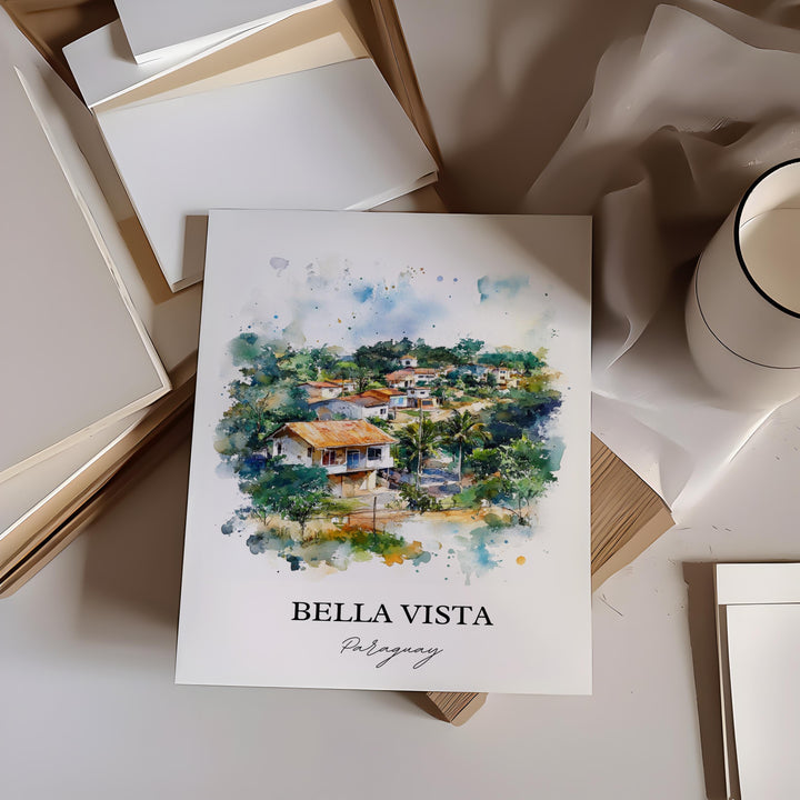 Bella Vista Paraguay Wall Art, Bella Vista Print, Paraguay Watercolor Art, Paraguay Gift, Travel Print, Travel Poster, Housewarming Gift