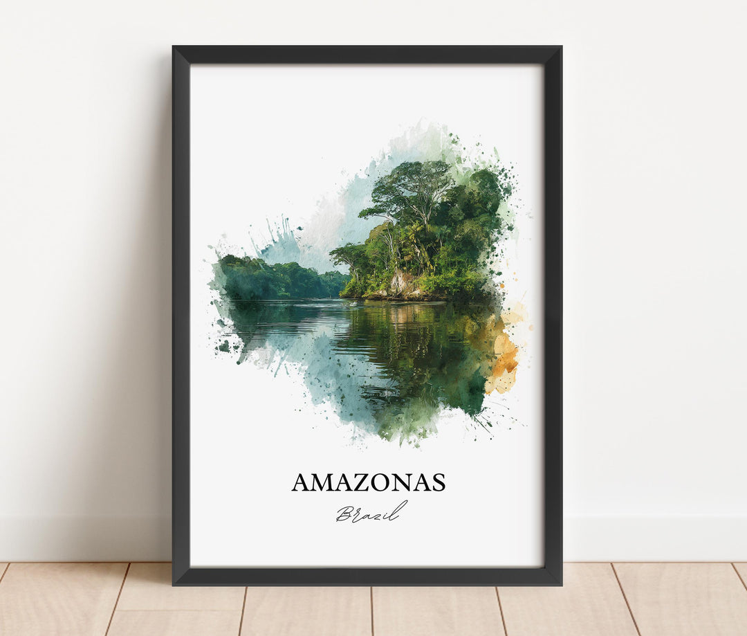 Amazonas Brazil Wall Art, Amazonas Print, Brazil Watercolor Art, Amazonas Brazil Gift, Travel Print, Travel Poster, Housewarming Gift