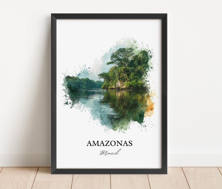 Amazonas Brazil Wall Art, Amazonas Print, Brazil Watercolor Art, Amazonas Brazil Gift, Travel Print, Travel Poster, Housewarming Gift