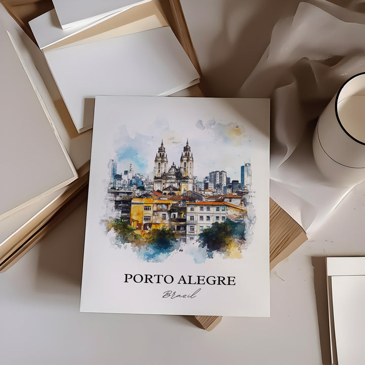 Porto Alegre, Brazil – Watercolor Art Print
