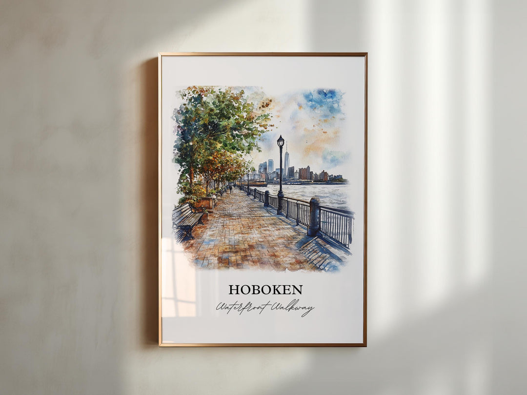 Hoboken NJ Wall Art, Hoboken Print, North Jersey Watercolor Art, Hoboken Gift, Travel Print, Travel Poster, Housewarming Gift