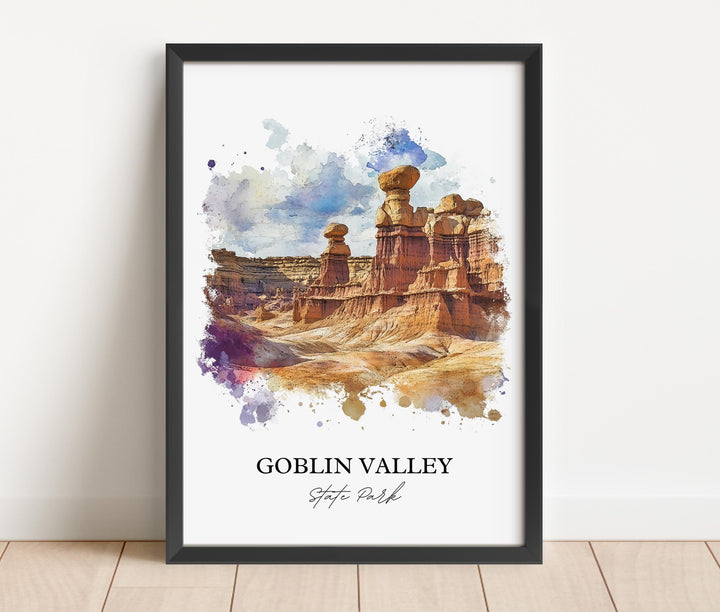 Goblin Valley State Park Art, Emery County Print, Utah Watercolor, Goblin Valley Park Gift, Travel Print, Travel Poster, Housewarming Gift