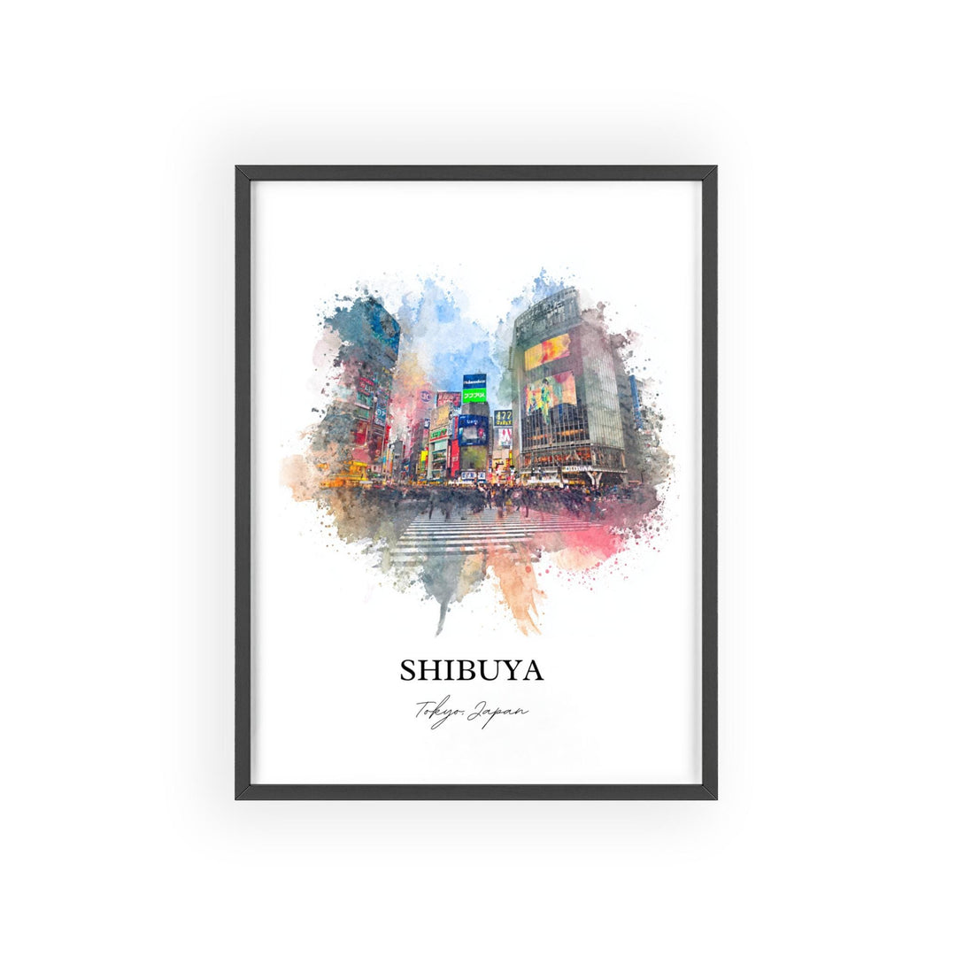 Shibuya Wall Art, Shibuya Tokyo Print, Shibuya Watercolor Art, Tokyo Japan Gift, Tokyo Travel Print, Tokyo Travel Poster, Housewarming Gift