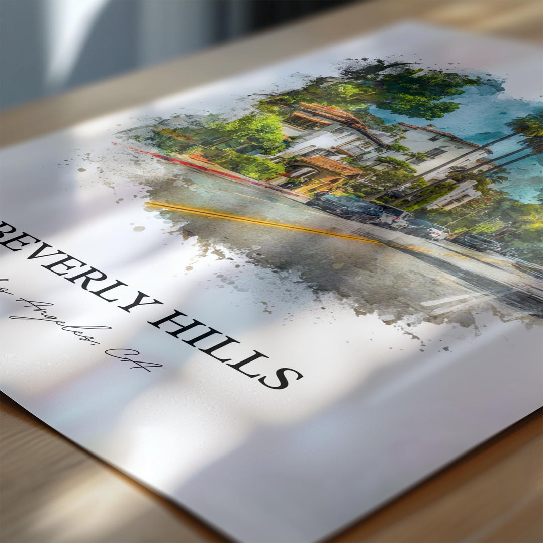 Beverly Hills, California – Watercolor Art Print