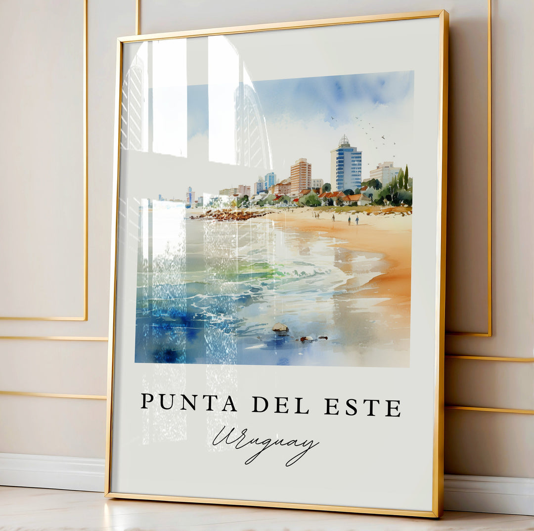 Punta del Este traditional travel art - Uruguay, Punta del Este poster, Wedding gift, Birthday present, Custom Text, Personalised Gift