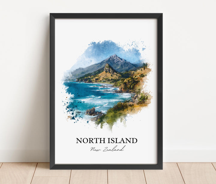 North Island, New Zealand – Watercolor Art Print
