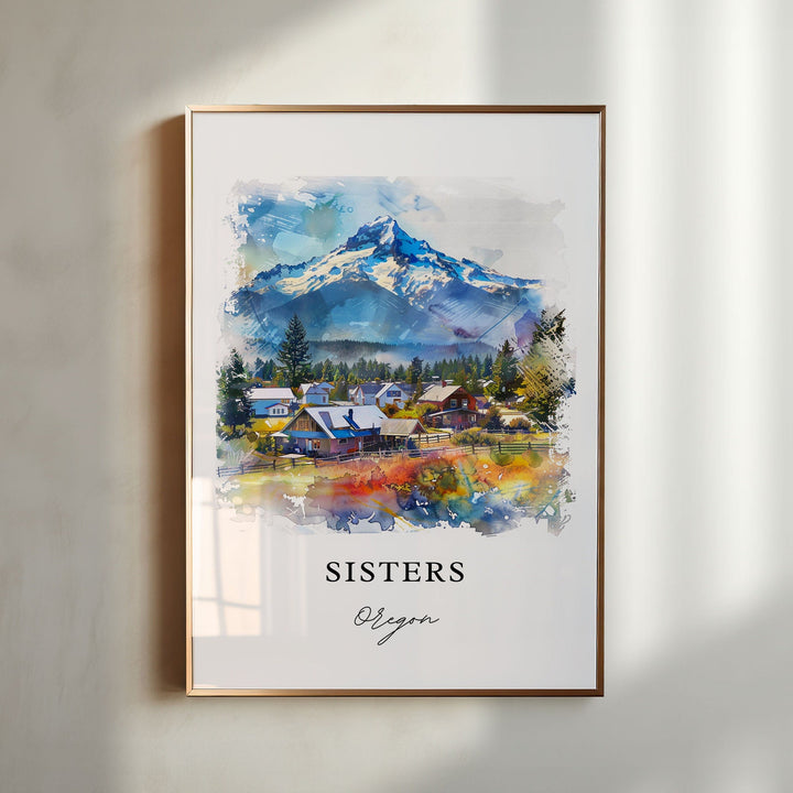 Sisters Oregon Wall Art, Bend OR Print, Deschutes County Art, Sisters Oregon Art Gift, Travel Poster, Housewarming Gift