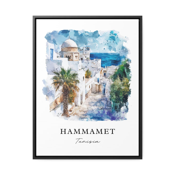 Hammamet Wall Art, Hammamet Print, Cape Bon Tunisia Watercolor Art, Nabeul Tunisia Gift,