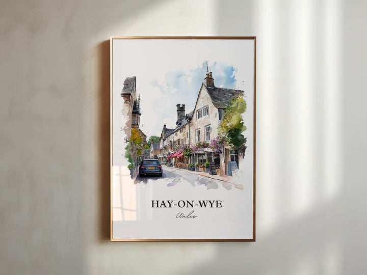 Hay-on-Wye Wall Art, Powys Wales Print, Wales Watercolor Art, Hay-on-Wye Gift, Travel Print, Travel Poster, Housewarming Gift