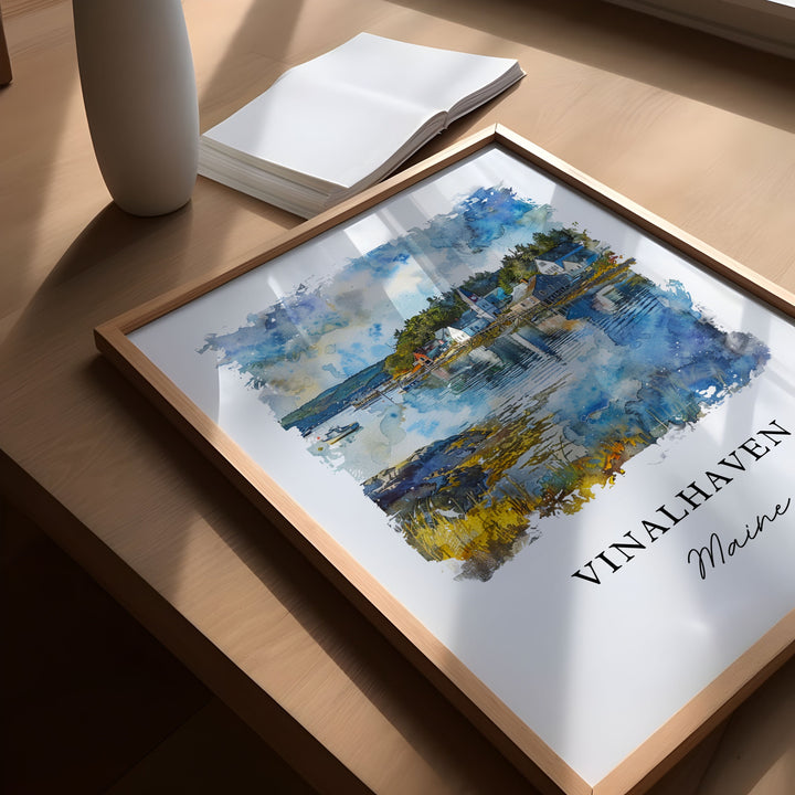Vinalhaven ME Wall Art, Fox Islands Print, Vinalhaven MA Watercolor, Vinalhaven ME Gift, Travel Poster, Housewarming Gift