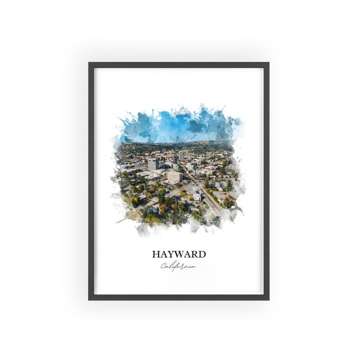 Hayward CA Wall Art, Hayward Print, Hayward Watercolor Art, Alameda County Gift, Travel Print, Travel Poster, Housewarming Gift
