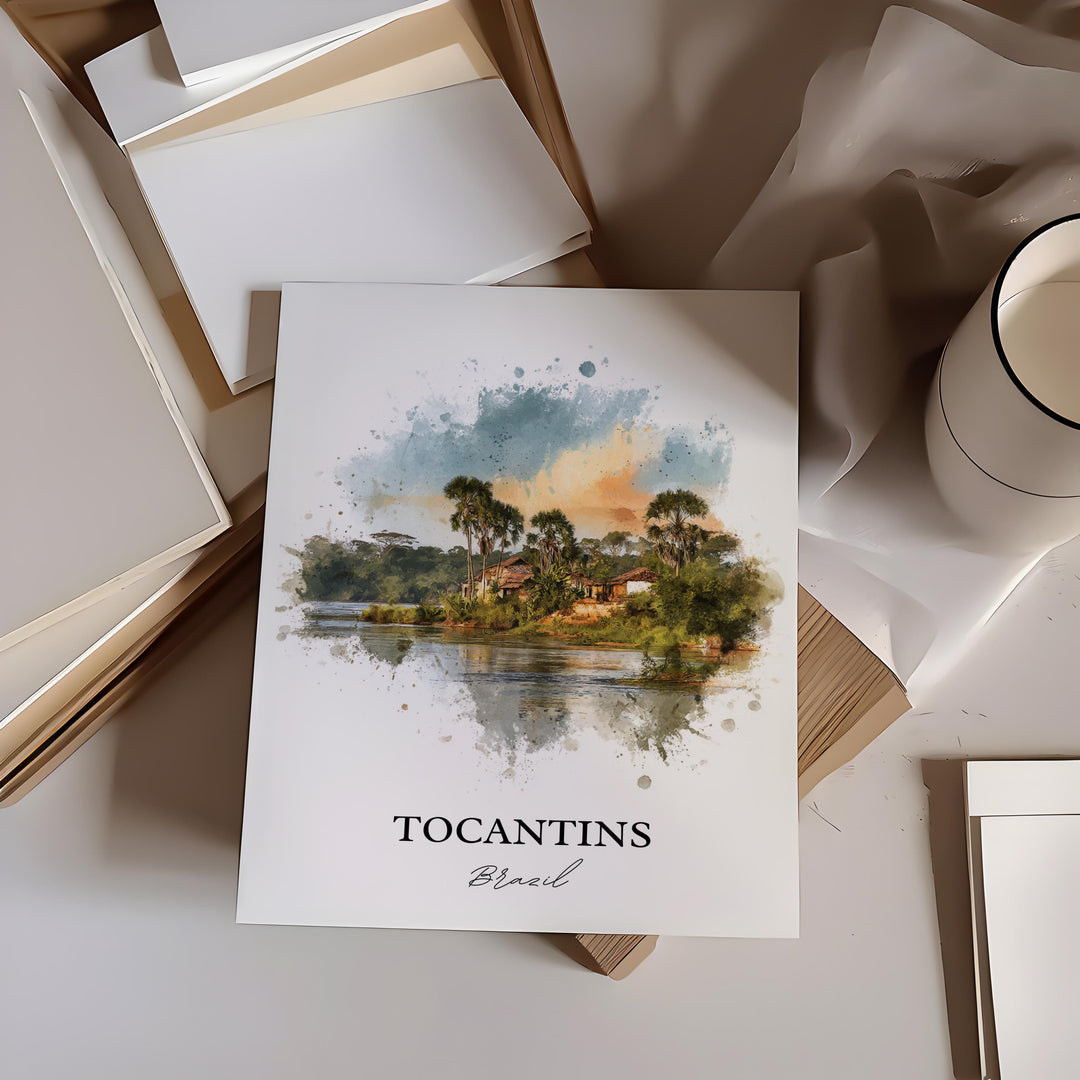 Tocantins Brazil Wall Art, Tocantins Brazil Print, Brazil Watercolor Art, Brazil Gift, Brazil Travel Print, Travel Poster, Housewarming Gift