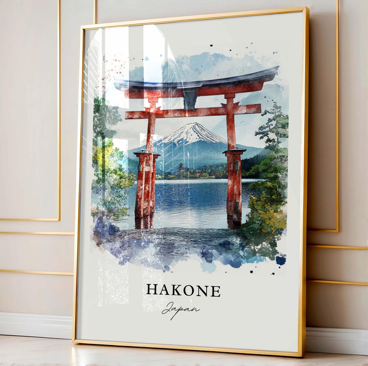 Hakone Wall Art, Hakone Japan Print, Hakone Japan Watercolor Art, Fuji-Hakone-Izu Gift,