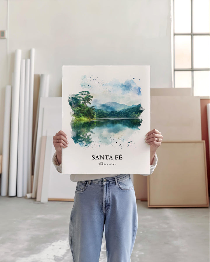 Santa Fé Panama Wall Art, Veraguas Print, Panama Watercolor Art, Santa Fé Panama Gift, Travel Print, Travel Poster, Housewarming Gift