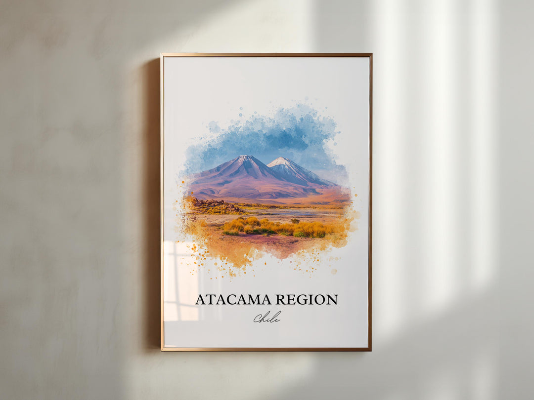 Atacama Region Wall Art, Atacama Print, Atacama Watercolor Art, Atacama Chile Gift, Chile Travel Print, Travel Poster, Housewarming Gift