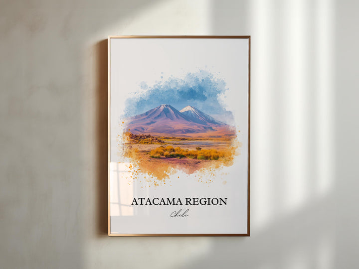 Atacama Region Wall Art, Atacama Print, Atacama Watercolor Art, Atacama Chile Gift, Chile Travel Print, Travel Poster, Housewarming Gift