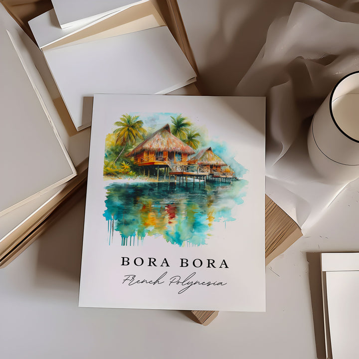 Bora Bora wall art - French Polynesia, Bora Bora print, Bora Bora Wedding gift, Birthday present, Custom Text, Perfect Gift