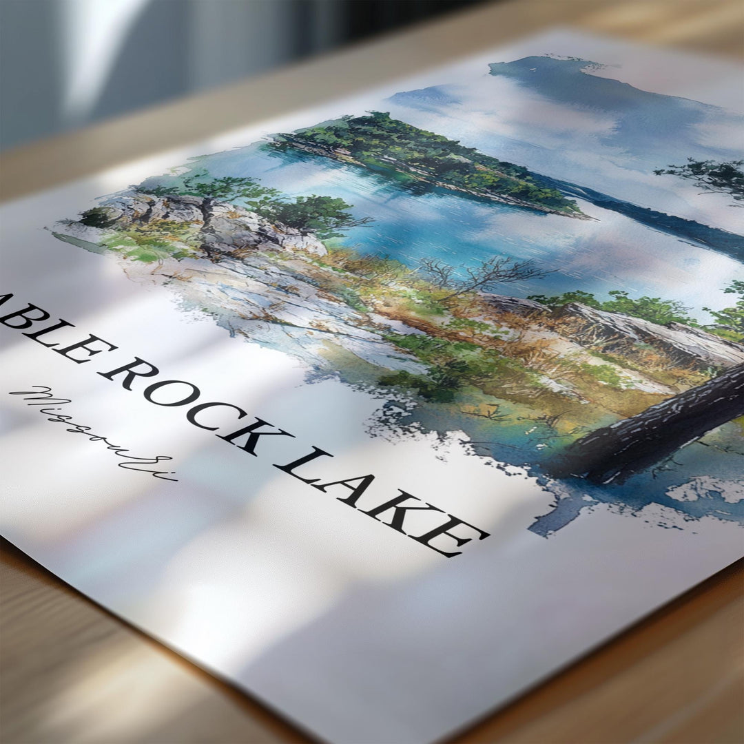 Table Rock Lake Wall Art, Ozarks Print, Lake of the Ozarks Watercolor, Table Rock Lake Gift, Travel Print, Travel Poster, Housewarming Gift