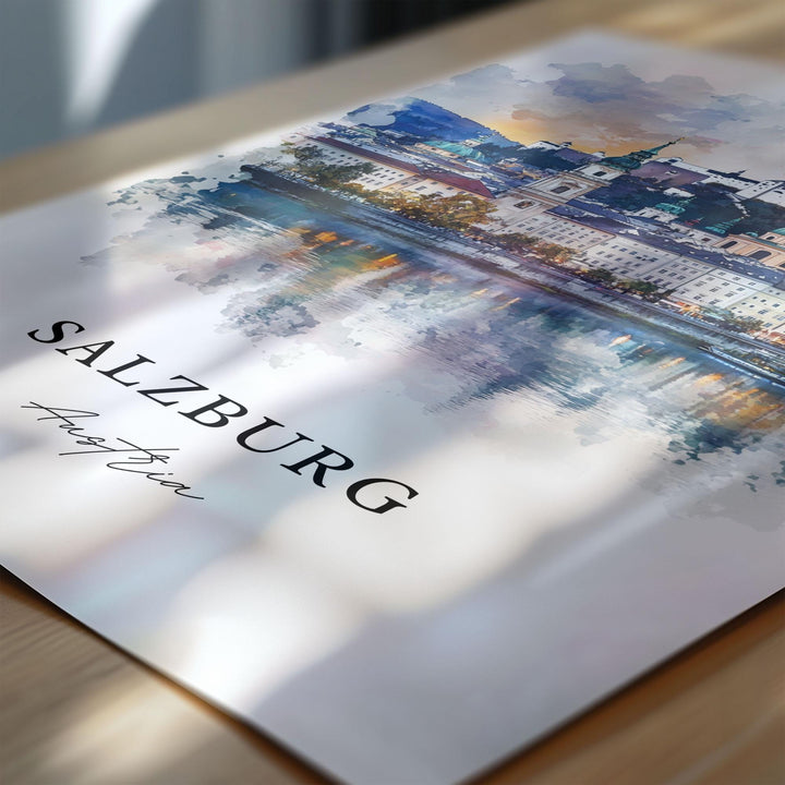 Salzburg Skyline Wall Art - Austria Print