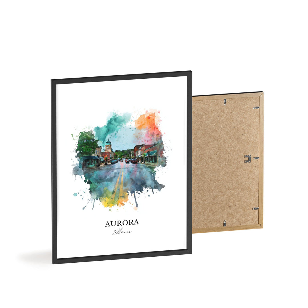 Aurora, Illinois Wall Art, Aurora Print, Illinois Watercolor Art, Chicago Illinois Gift, Travel Print, Travel Poster, Housewarming Gift