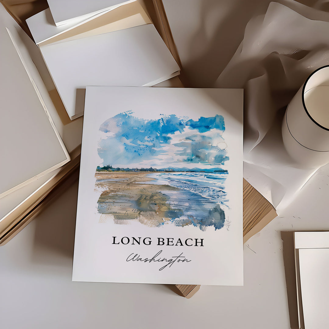Long Beach WA Wall Art, Long Beach Print, Long Beach Watercolor, Long Beach Washington Gift,