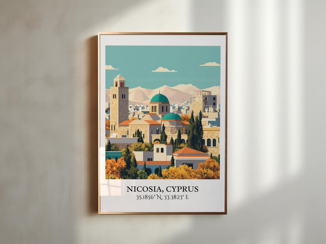 Nicosia Cyprus Art, Nicosia Retro Travel Art, Cyprus Home Decor, Cyprus Gift, Cyprus Travel Art, Travel Prints, Housewarming Gift