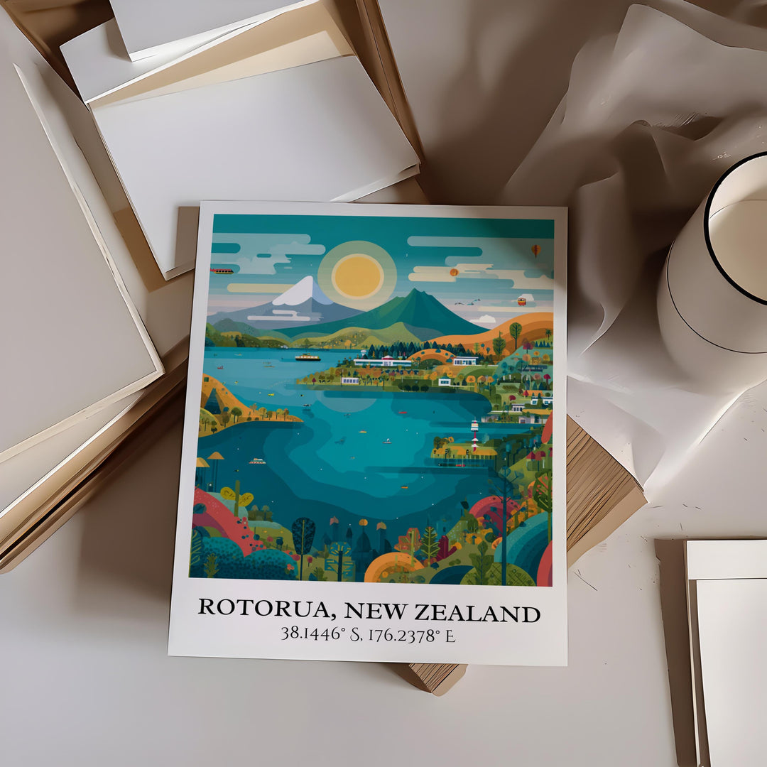 Rotorua, New Zealand – Watercolor Art Print