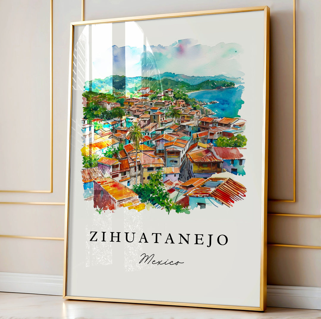 Zihuatanejo Mexico wall art - Mexico, Zihuatanejo print, Zihuatanejo Wedding gift, Birthday present, Custom Text, Perfect Gift