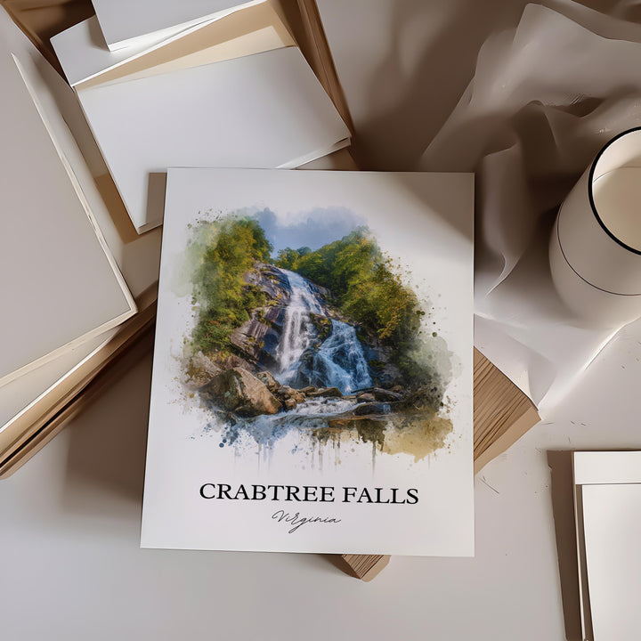 Crabtree Falls Wall Art, Crabtree Falls Print, Virginia Watercolor Art, Crabtree Falls Gift, Travel Print, Travel Poster, Housewarming Gift