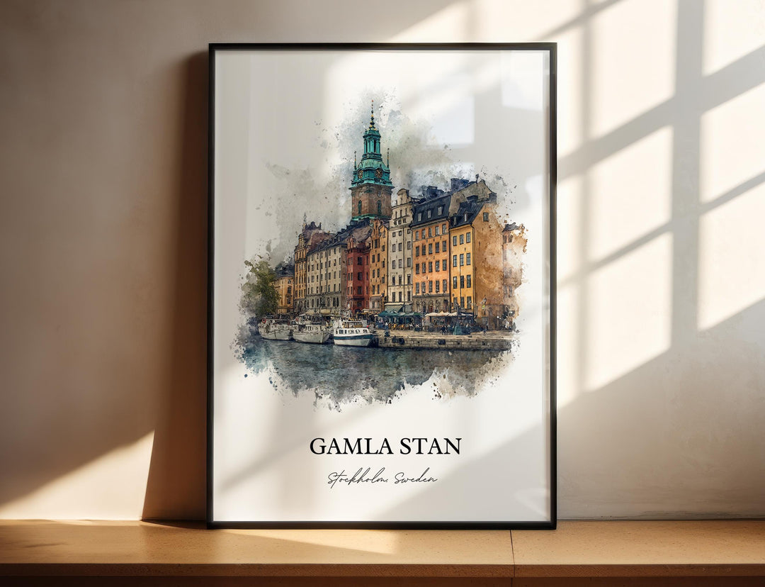 Gamla Stan, Sweden – Watercolor Art Print