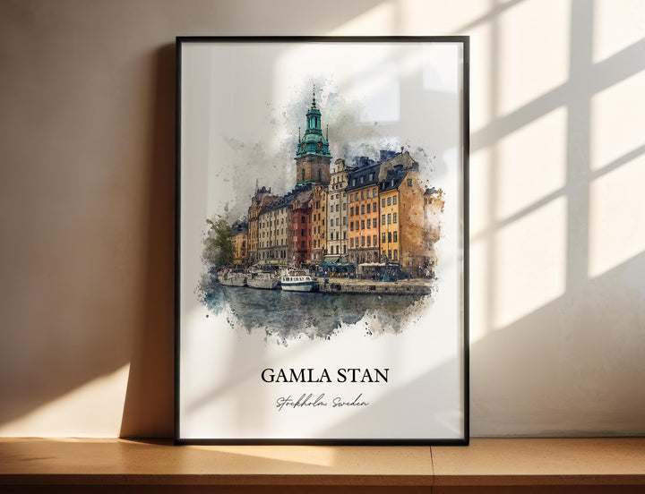 Gamla Stan, Sweden – Watercolor Art Print