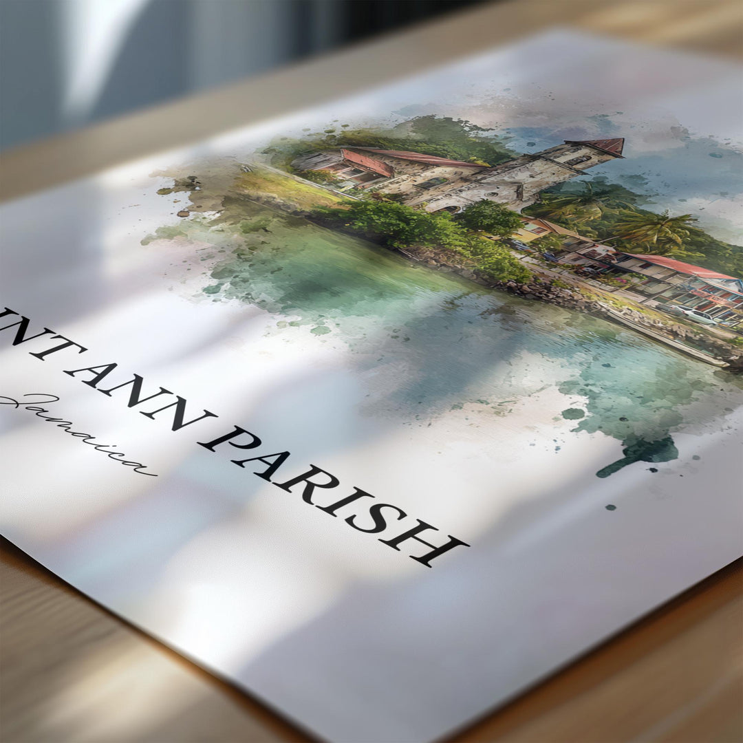 Saint Ann Parish Wall Art, Jamaica Print, Jamaica Watercolor Art, Jamaica Gift, St. Ann Jamaica Print, Travel Poster, Housewarming Gift