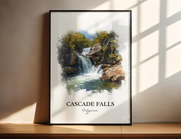 Cascade Falls Wall Art, Cascade Falls Print, Virginia Watercolor Art, Cascade Falls VA Gift, Travel Print, Travel Poster, Housewarming Gift
