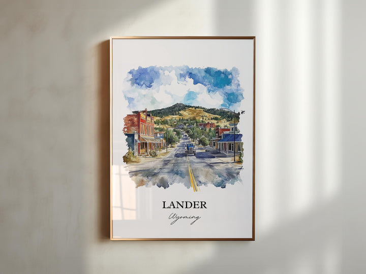 Lander WY Wall Art, Lander Wyoming Print, Wyoming Watercolor Art, Fremont County WY Gift, Travel Print, Travel Poster, Housewarming Gift