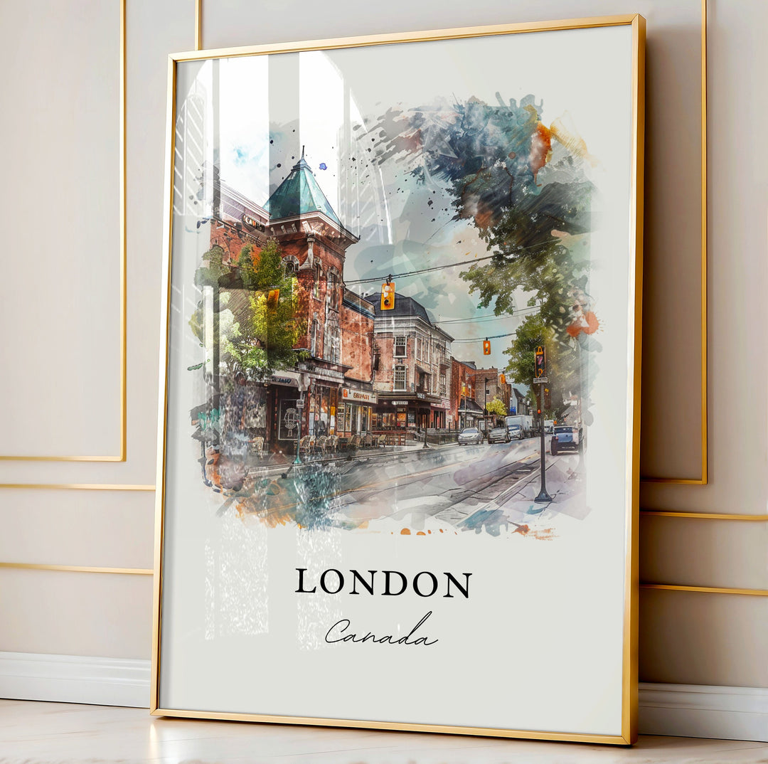 London Canada Wall Art, London Ontario Print, London Watercolor, London Lake Erie Gift,