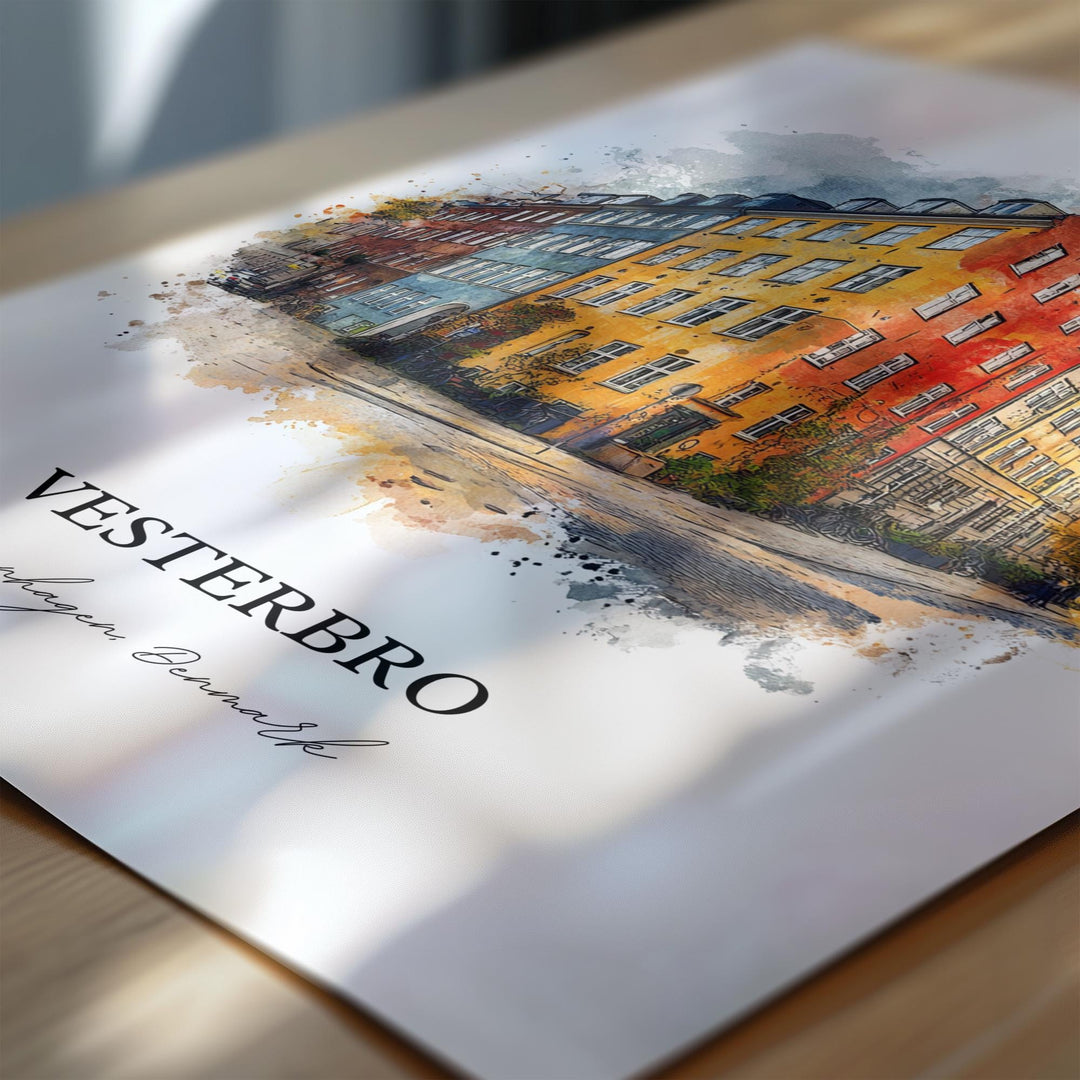 Vesterbro, Denmark – Watercolor Art Print