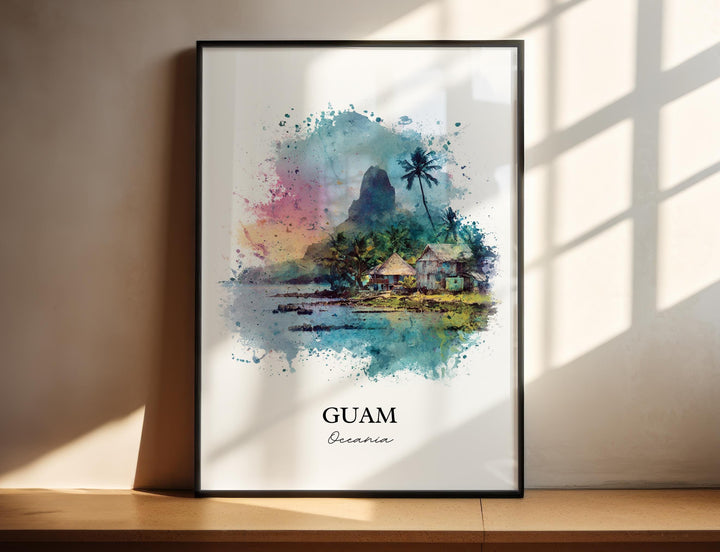 Guam Wall Art, Guam Print, Guam Watercolor Art, Guam Gift, Travel Print, Travel Poster, Housewarming Gift