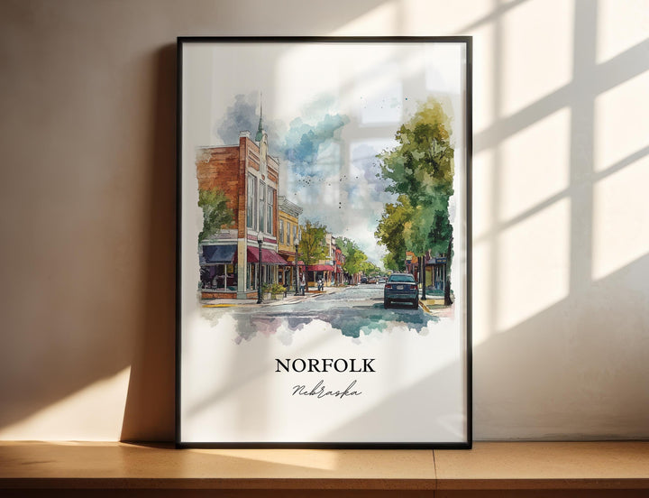 Norfolk, Nebraska, USA – Watercolor Art Print
