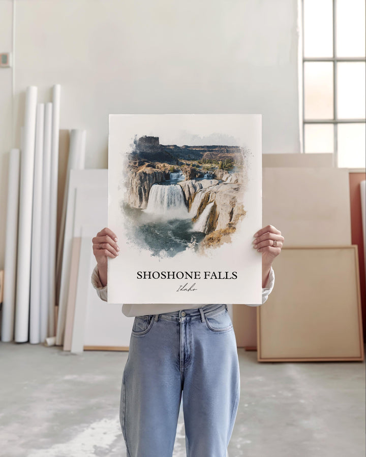 Shoshone Falls Wall Art, Shoshone Falls Print, Idaho Watercolor Art, Shoshone Falls Gift, Travel Print, Travel Poster, Housewarming Gift