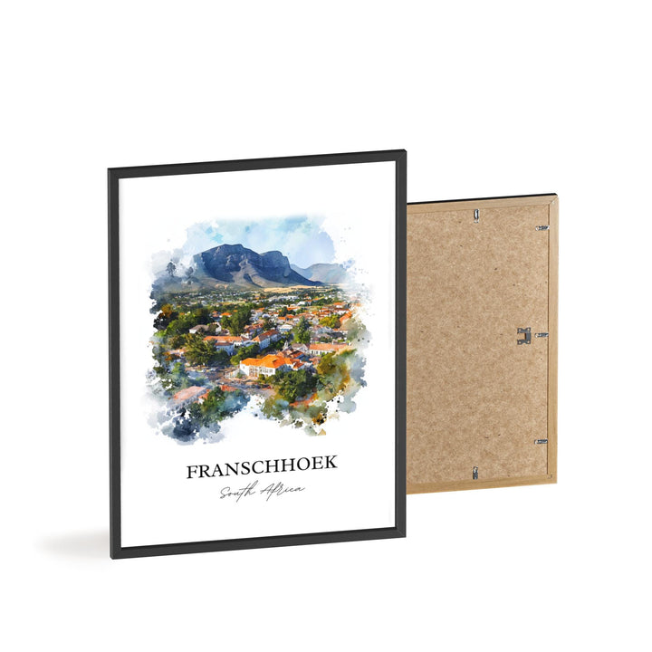 Franschhoek Wall Art, Western Cape Print, South Africa Watercolor Art, Franschhoek SA Gift, Travel Print, Travel Poster, Housewarming Gift
