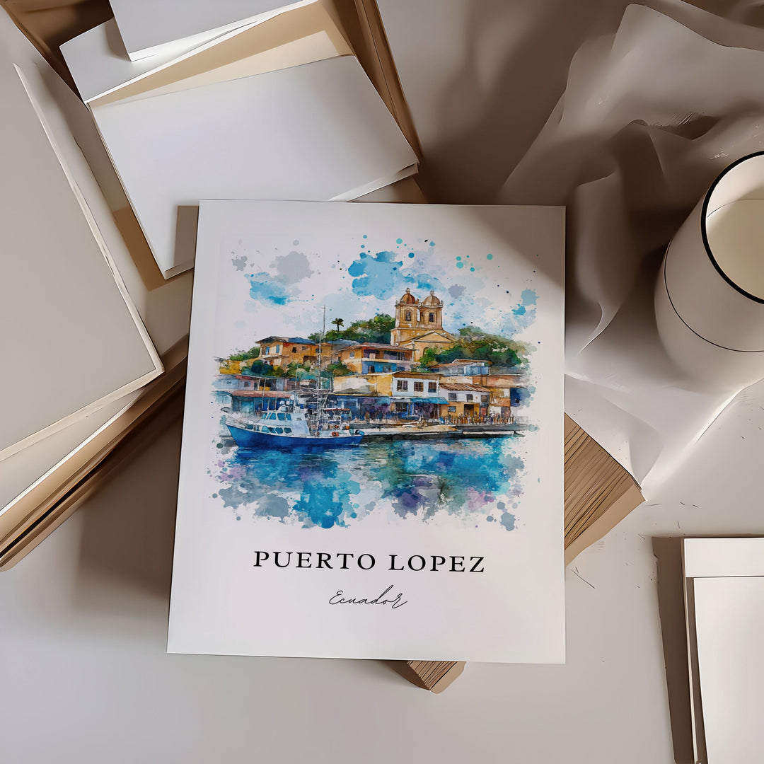 Puerto Lopez Art, Puerto Lopez Print, Puerto Lopez Watercolor Art, Puerto Lopez Ecuador Gift,