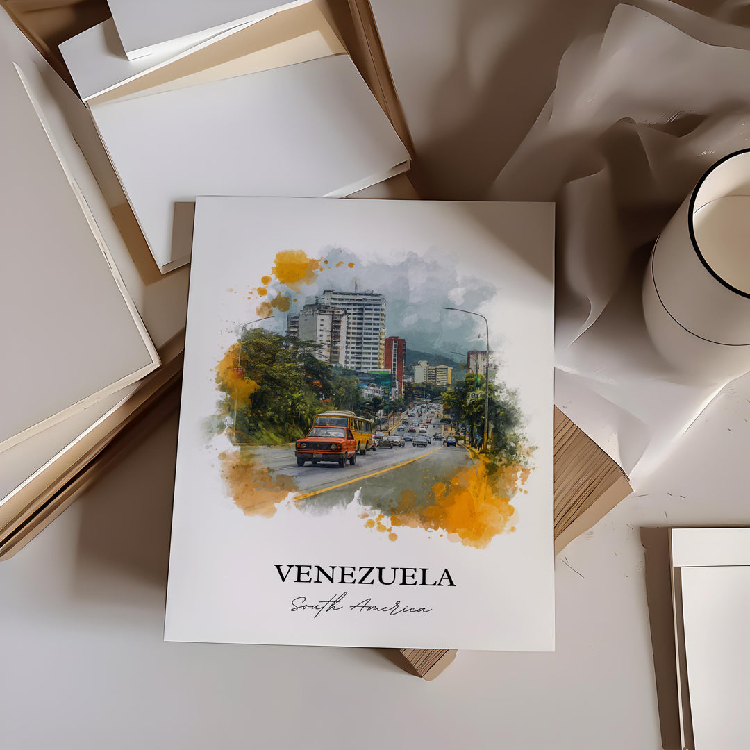 Venezuela Wall Art, Venezuela Print, Venezuela Watercolor Art, Venezuela Gift, Travel Print, Travel Poster, Housewarming Gift