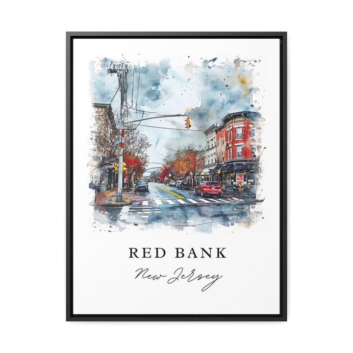 Red Bank traditional travel art - New Jersey, Red Bank print, Wedding gift, Birthday present, Custom Text, Perfect Gift