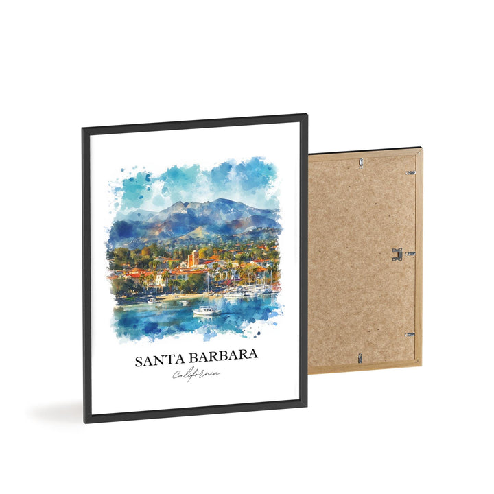 Santa Barbara Wall Art, California Print, Santa Barbara Watercolor Art, Santa Barbara Gift, Travel Print, Travel Poster, Housewarming Gift