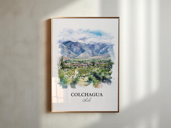 Colchagua Wall Art, Colchagua Print, Chile Watercolor Art, Colchagua Chile Gift, Travel Print, Travel Poster, Housewarming Gift