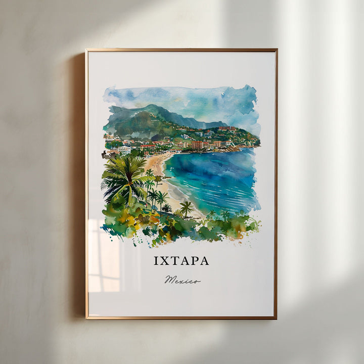 Ixtapa MX Wall Art, Guerrero Mexico Print, Ixtapa Watercolor, Ixtapa MX Gift, Travel Poster, Housewarming Gift