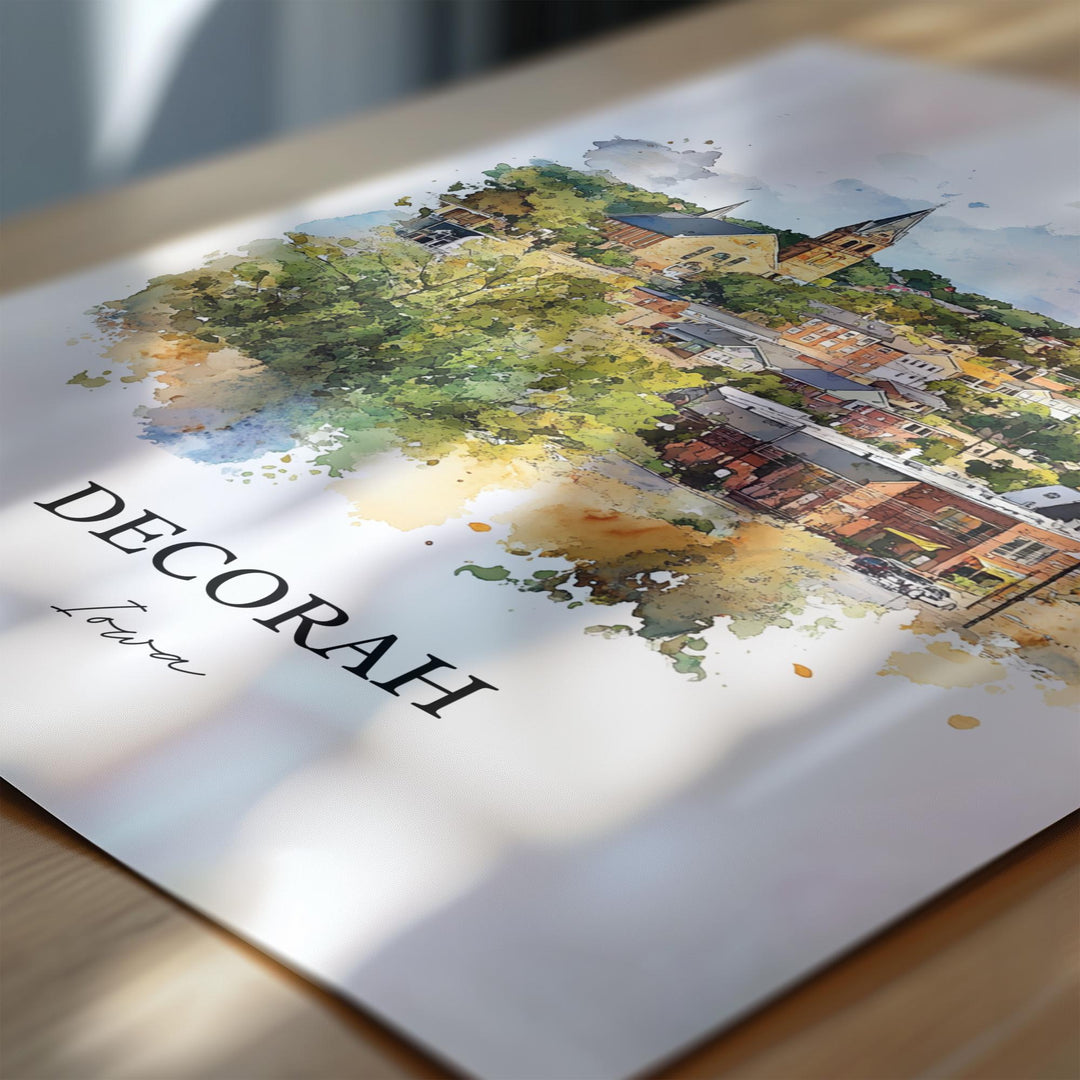 Decorah Iowa Wall Art, Decorah Print, Winneshiek County IA Artwork, Decorah Iowa Gift, Travel Print, Travel Poster, Housewarming Gift