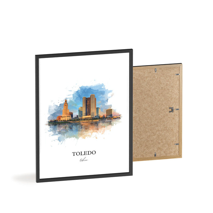 Toledo, Ohio Wall Art, Toledo Print, Toledo Ohio Watercolor Art, Toledo Ohio Skyline Gift, Travel Print, Travel Poster, Housewarming Gift