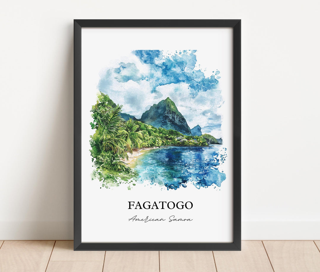 Fagatogo Wall Art, Pago Pago Print, American Samoa Watercolor Art, Fagatogo Gift, Travel Print, Travel Poster, Housewarming Gift